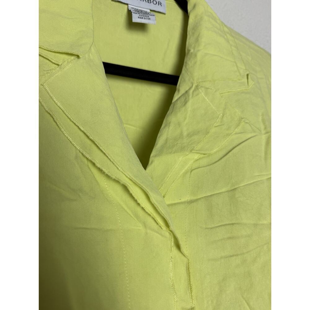 Sag Harbor Womens Green Button Up Silk Shirt Short Sleeve Notched Collar Size 10 - Picture 2 of 8